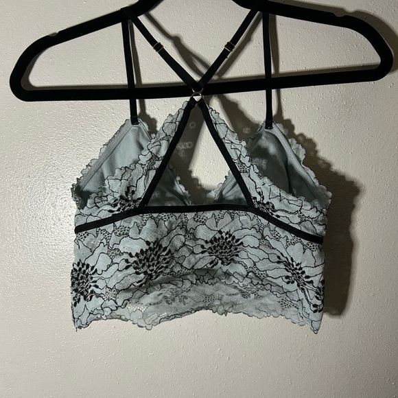 Aerie Midnight Lace Padded Longline Blue & Black Floral Bralette Size M - Picture 2 of 4